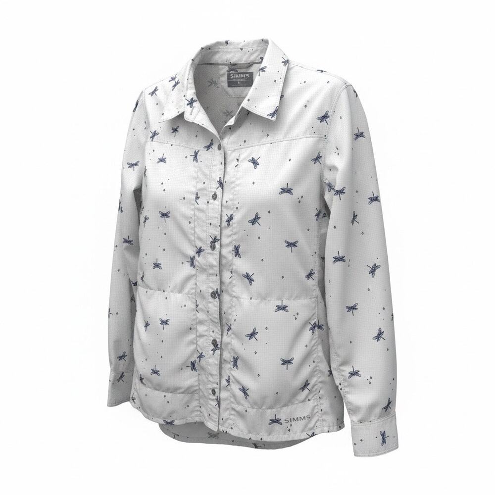 Simms Fishing Products Women’s Dragonfly Print Button Up Blouse L Outdoorsy